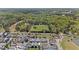 Lovely aerial view showing homes surrounded by a pond, grassy park and wooded areas at 127 Ravenhurst Dr, Fayetteville, GA 30214