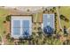 Overhead view of the tennis and basketball courts with well-maintained landscaping and paved walkways at 127 Ravenhurst Dr, Fayetteville, GA 30214