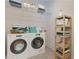 Well-equipped laundry room with modern washer/dryer and shelving for storage at 3409 Catalan Aly, Decatur, GA 30032