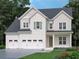 Charming two-story home with a three-car garage, light green shutters and a well manicured lawn at 3375 Hillshire Dr, Cumming, GA 30028