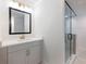 Stylish bathroom features a marble countertop, modern fixtures, and glass-enclosed shower at 4201 Hosch Reserve Dr, Buford, GA 30519