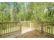 This wooden deck offers an outdoor space with views of surrounding trees and nature at 128 Partridge Rdg, Woodstock, GA 30188