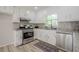 Beautiful kitchen features white cabinets, marble countertops, and stainless steel appliances at 128 Partridge Rdg, Woodstock, GA 30188