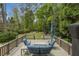 Open back deck features stylish outdoor seating and a serene backyard with lush landscaping at 4220 Club Ne Dr, Atlanta, GA 30319