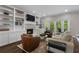 Inviting living room with a fireplace, built-in shelves, and patio access at 660 Willow Knoll Se Dr, Marietta, GA 30067
