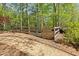 Fenced in dog park area with gate and grass and mulch ground covering at 126 Abbington River Ln, Atlanta, GA 30339