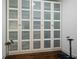 A stylish wardrobe with frosted glass doors offering generous storage in a modern style at 126 Abbington River Ln, Atlanta, GA 30339