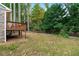A spacious backyard with a wooden deck and lush green grass provides a peaceful outdoor setting at 2404 Northlake Ct, Atlanta, GA 30345