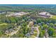 Aerial view of a neighborhood showcasing schools amid lush greenery and tree coverage at 2325 Walnut Grove Way, Suwanee, GA 30024