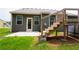 The backyard features a wood deck, above ground pool, patio, and green grass at 142 Susie Creek Ln, Villa Rica, GA 30180