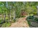 Serene backyard with a lake view, walking path, and lush surrounding trees at 2095 Southers Cir, Suwanee, GA 30024