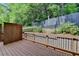 A spacious wooden deck with a dark metal railing, offering outdoor relaxation and entertainment space at 1372 Doublegate Dr, Atlanta, GA 30319