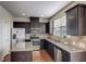 Modern kitchen with stainless steel appliances, granite countertops, and dark wood cabinets at 2722 Sardis Chase Ct, Buford, GA 30519