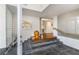 Inviting home entrance with tiled floor, modern railing, and clear sightlines at 1105 Crest Valley Dr, Sandy Springs, GA 30327