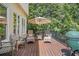 Relaxing outdoor deck space with comfortable seating and a grill, ideal for entertaining at 18 Rose Gate Ne Dr, Atlanta, GA 30342