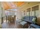 Cozy screened porch with comfortable seating, a wooden ceiling, and an outdoor dining set at 18 Rose Gate Ne Dr, Atlanta, GA 30342