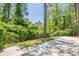 A lush and private backyard setting with greenery and a distant apartment building at 3350 Pine Meadow Nw Rd, Atlanta, GA 30327