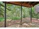 View of backyard with lush greenery from beneath an elevated deck, offering a serene outdoor space at 171 Riverview Trl, Roswell, GA 30075
