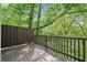 Spacious wood deck with railing, perfect for outdoor entertaining and enjoying views of the surrounding trees at 171 Riverview Trl, Roswell, GA 30075