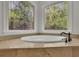 Bathroom showcasing an elegant soaking tub near stained glass windows at 5004 Barnwood Nw Ter, Kennesaw, GA 30152