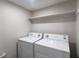 Simple laundry room with a side by side washer and dryer, and one shelf at 600 Bedfort Dr, Duluth, GA 30096