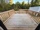 View of the newly constructed wooden deck at 7817 Mattie Mccoy Ln, Winston, GA 30187