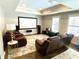 Inviting theater room with plush seating, a large screen, and window shutters at 311 Carmichael Cir, Canton, GA 30115