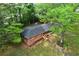 Aerial view of a charming brick home surrounded by lush greenery and mature trees at 800 Kiowa Ne Dr, Marietta, GA 30060