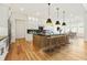 Modern kitchen featuring a large island, breakfast bar seating, and stainless steel appliances at 5130 Travers Ln, Cumming, GA 30040