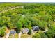 Aerial view of a residential neighborhood surrounded by lush greenery and mature trees at 4066 Harvest Ridge Dr, Douglasville, GA 30135