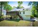 Two-story home backyard with green lawn, a screened-in porch, and mature trees at 4066 Harvest Ridge Dr, Douglasville, GA 30135