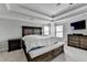 Main bedroom featuring tray ceilings, large windows, and ample closet space at 5525 Nesmith Ct, Cumming, GA 30040