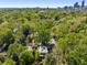 Aerial view showcasing a home nestled among lush green trees in a city setting at 374 8Th Ne St, Atlanta, GA 30309