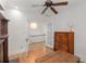 Office featuring hardwood floors, a fireplace and views to the upstairs hallway at 374 8Th Ne St, Atlanta, GA 30309