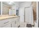 Charming bathroom featuring granite countertops, shower with tub, and a neutral color palette at 3318 Monceau Way, Roswell, GA 30075