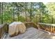 Elevated wood deck showcasing a grill with tree views at 6424 Barker Station Walk, Sugar Hill, GA 30518