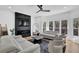 Bright living room boasts large windows, a black fireplace and modern furnishings at 2433 Idlewood Way, Snellville, GA 30078