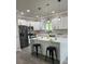 Well-equipped kitchen showcasing stainless steel appliances, a center island, and contemporary pendant lighting at 3457 Skyview Dr, Lithia Springs, GA 30122