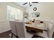 Bright dining room with natural light, a modern light fixture, and dark wood floors at 2700 Ridge Run Tr Trl, Duluth, GA 30097