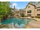 The backyard features a stone pool and lush landscaping at 105 Kingston Mnr, Atlanta, GA 30342