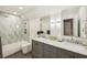Stylish bathroom with a double vanity and a tub-shower combination at 105 Kingston Mnr, Atlanta, GA 30342