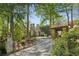 Stately stone home with lush landscaping, mature trees, and a winding driveway at 105 Kingston Mnr, Atlanta, GA 30342