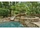 A unique stone hot tub and slide leads to a beautiful freeform pool at 105 Kingston Mnr, Atlanta, GA 30342