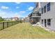 Expansive backyard featuring a well-maintained lawn, black fence, covered patio, and a two-story deck at 2238 Well Springs Dr, Buford, GA 30519