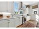 Bright kitchen featuring white cabinets, stainless steel appliances, subway tile backsplash, and hardwood floors at 558 Bismark Ne Rd, Atlanta, GA 30324