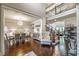 Elegant dining room featuring hardwood floors, stylish chandelier, and views of the foyer at 2270 Abbey Cove Ct, Marietta, GA 30062