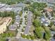 An aerial shot showcases the neighborhood and nearby high school with its athletic field and ample parking at 2641 Se Parks Edge Se Dr, Smyrna, GA 30080
