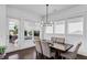 Bright dining room with chandelier, hardwood floors, and backyard views at 2641 Se Parks Edge Se Dr, Smyrna, GA 30080