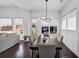 Bright dining room with modern chandelier, views of the backyard and hardwood floors at 2641 Se Parks Edge Se Dr, Smyrna, GA 30080