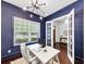 Stylish home office with custom built-ins, dark blue walls, and a large window at 2641 Se Parks Edge Se Dr, Smyrna, GA 30080